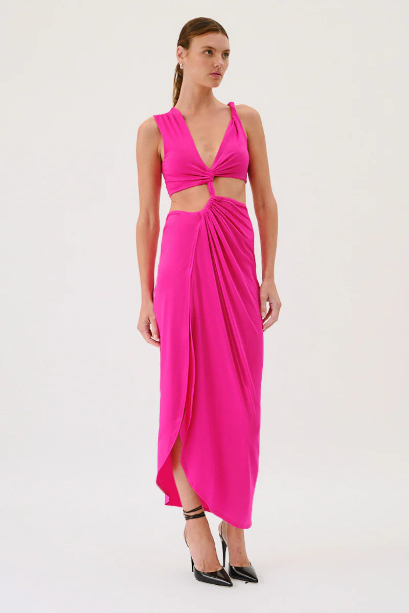 suboo-garnet-sleeveless-rouched-cross-over-midi-dress-hyper-pink