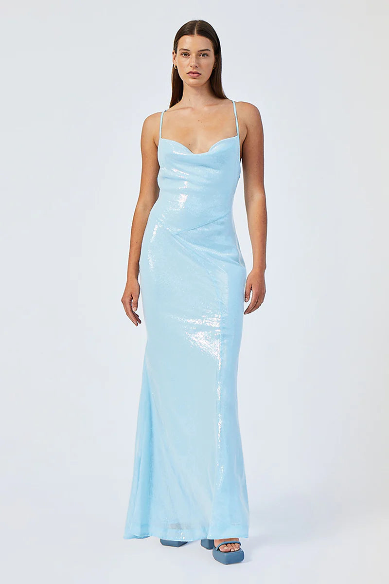 Light blue clearance cowl neck dress