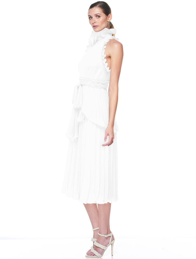 Jodilou Midi Dress - Halter Tiered Dress in White