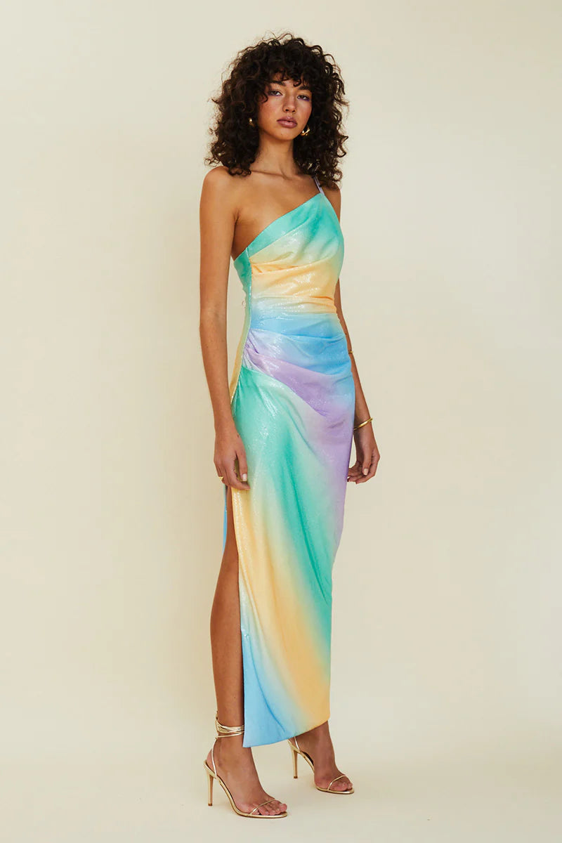 One shoulder maxi dress with clearance split