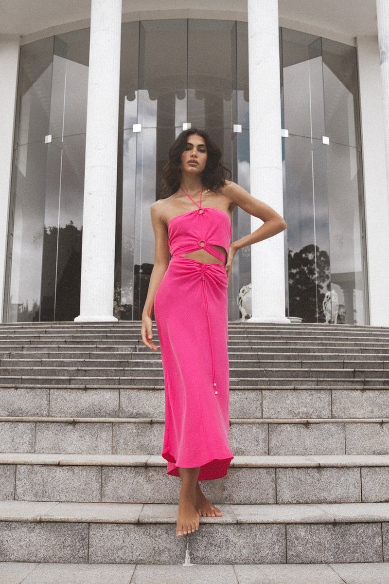 Cerise pink cheap maxi dress