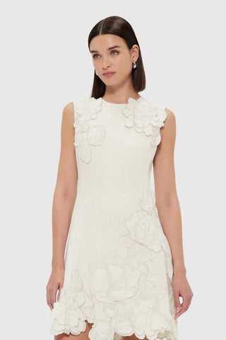 Leo Lin Chloe Appliqué Sleeveless Mini Dress - Vanilla