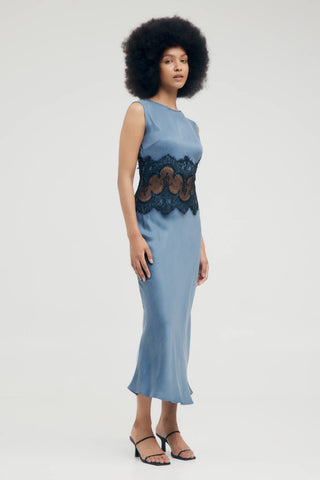 Third Form Visions Lace Trim Tank Dress - Sapphire