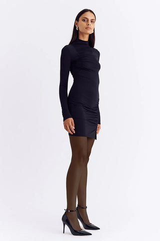 Suboo Auguste Funnel Neck Mini Dress - Black