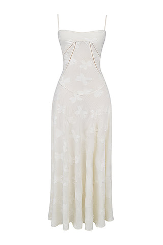 House of CB Seren Floral Lace Back Maxi Dress - Vintage Cream