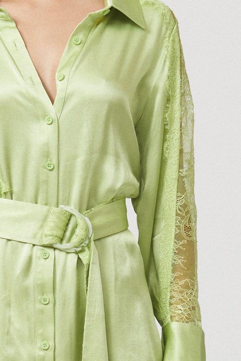 Suboo Nicky Mini Shirt Dress - Celery Green – Dress Hire AU