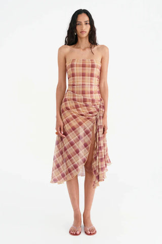 Benni Camilla Hanky Hem Dress - Toffee Check