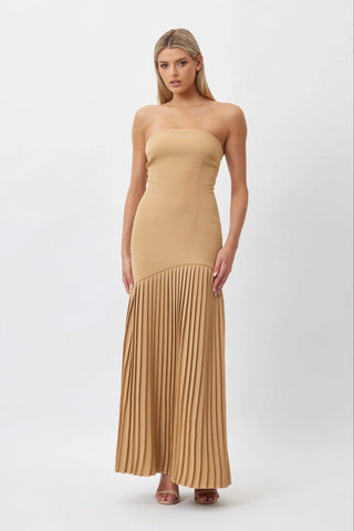 Bianca & Bridgett Mara Pleated Dress - Beige