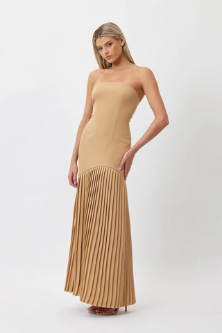 Bianca & Bridgett Mara Pleated Dress - Beige