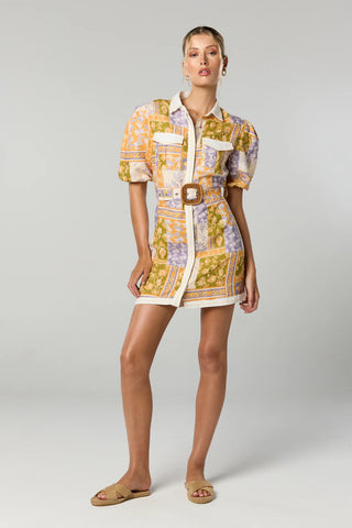 Winona Billie Button Up Short Dress - Patchwork Floral