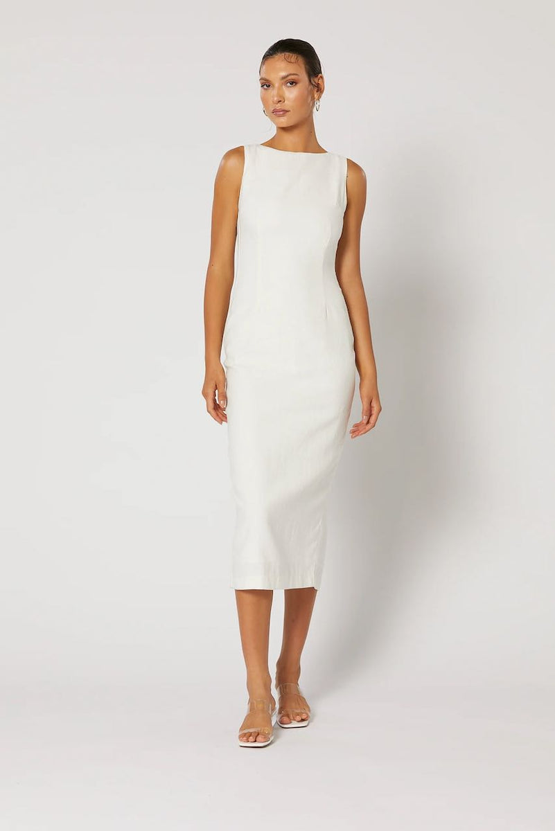 Winona Siesta Midi Dress - White – Dress Hire AU