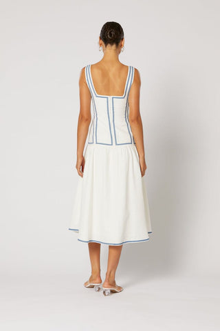 Winona Vittoria Midi Dress - White Blue