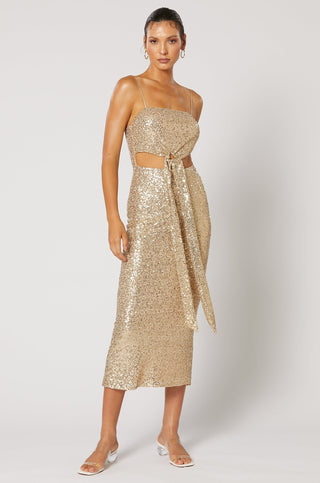 Winona Valle Midi Dress - Gold