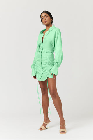 Suboo Halley Rushed Mini Shirt Dress - Apple Green