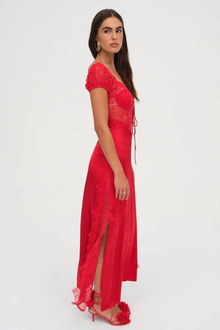 For Love & Lemons Casey Maxi Dress - Red