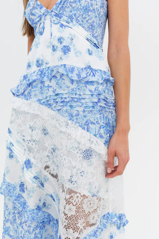 For Love & Lemons Rosalyn Maxi Dress - Blue