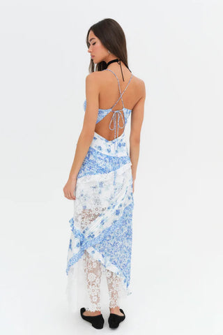 For Love & Lemons Rosalyn Maxi Dress - Blue