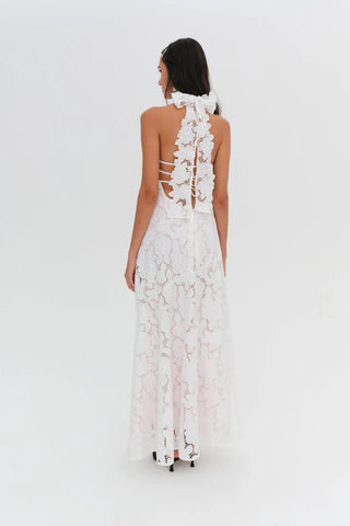 For Love & Lemons Astoria Lace Maxi Dress - White