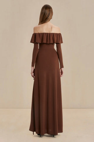 Sonya Aria Ruffle Dress - Espresso