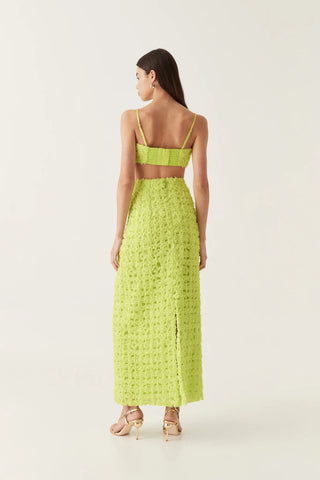 Aje Quintette Textured Midi Skirt - Light Lime