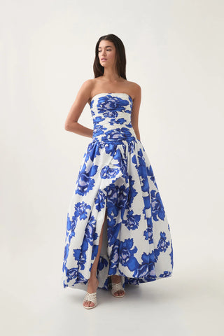 Aje Behold Maxi Dress - Boldly Blooming Cobalt