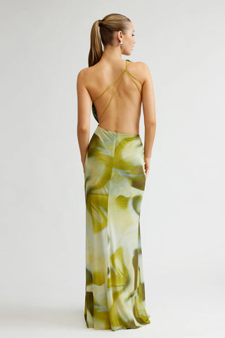 Lexi Zaniah Dress - Sage Liquify Print