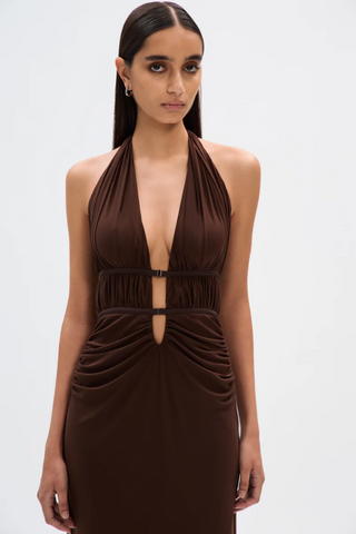 Misha Celine Mesh Dress - Espresso