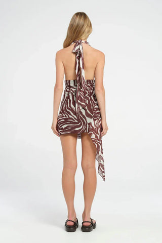 Benni Penelope Halter Mini Dress - Safari