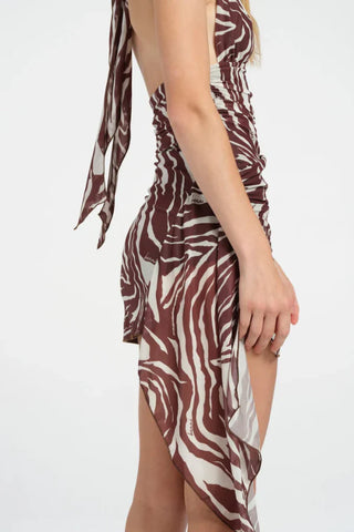 Benni Penelope Halter Mini Dress - Safari