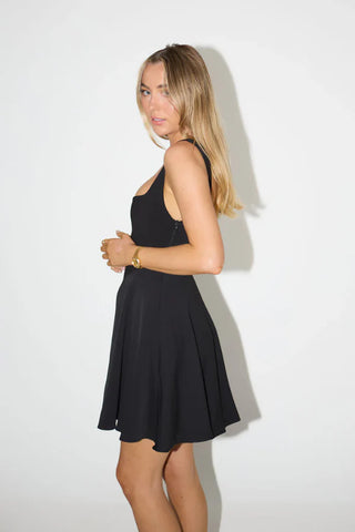 Odd Muse High Waist Square Mini Dress - Black