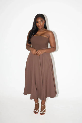 Odd Muse The Ultimate Muse Strapless Midi Dress - Brown