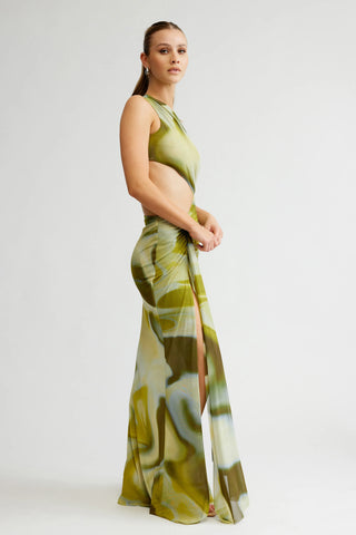 Lexi Zaniah Dress - Sage Liquify Print