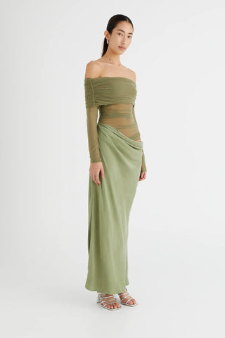 Benni Yasmin Off Shoulder Dress - Pistachio