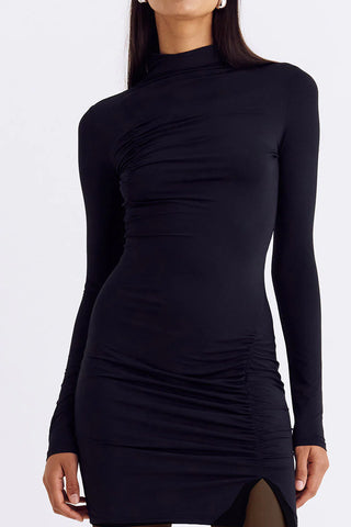 Suboo Auguste Funnel Neck Mini Dress - Black