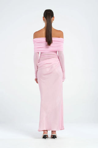 Benni Yasmin Off-Shoulder Maxi Dress - Baby Pink