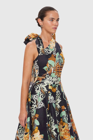 Leo Lin Bridget Halterneck Top - Azalea Print in Twilight