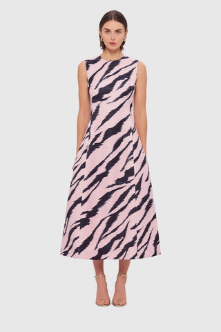 Leo Lin Cleo Sleeveless Midi Dress - Tiger Print in Pink