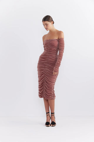 Pasduchas Suki Tapered Midi Dress - Maple