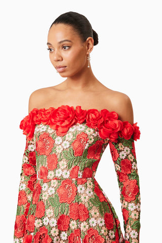 Elliatt Roselyn Long Sleeve Dress - Red Multi