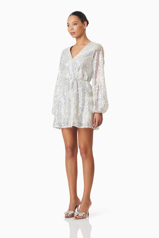 Elliatt Caledonia Long Sleeve Mini Dress - Silver