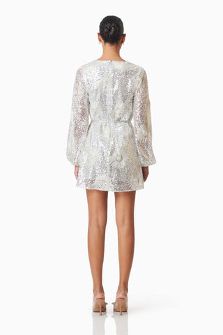 Elliatt Caledonia Long Sleeve Mini Dress - Silver