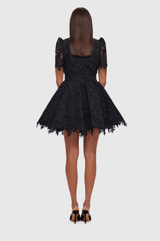 Leo Lin Elise Lace Short Sleeve Mini Dress - Ebony