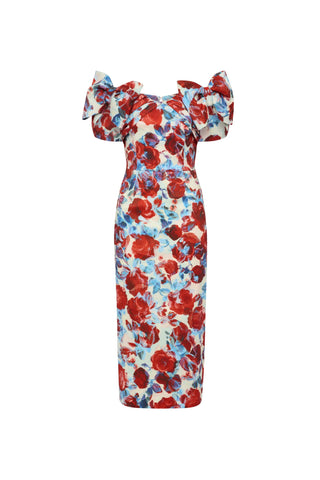 Rebecca Vallance Fleurette Midi Dress - Red Poppy Fields