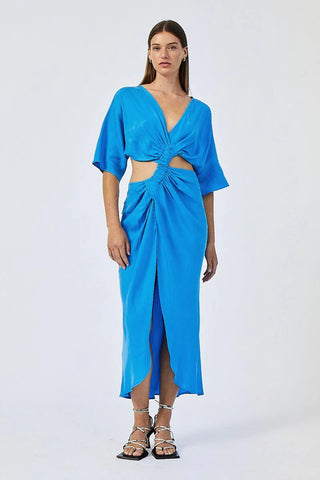 Suboo Hannah Rouched Cross Over Midi Dress - Lapis Blue