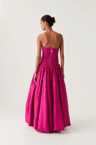 Aje Violette Bubble Hem Maxi Dress - Deep Magenta