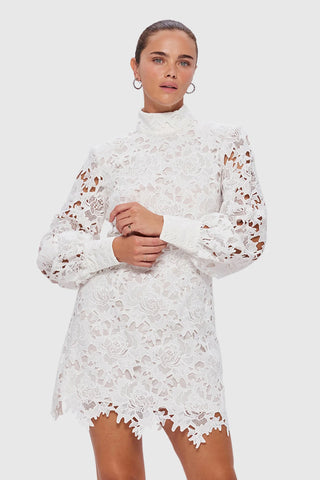 Leo Lin Isla Lace Mini Dress - Snow