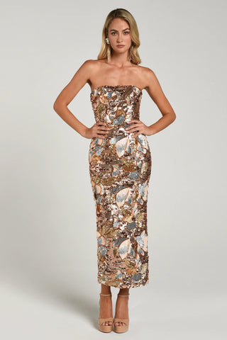 Helsi Leslie Sequin Midi Dress - Gold Platinum