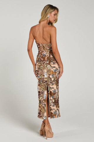 Helsi Leslie Sequin Midi Dress - Gold Platinum