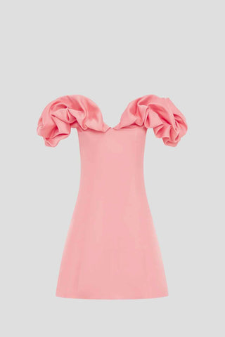 Leo Lin Bella Off Shoulder Frill Mini Dress - Strawberry Pink