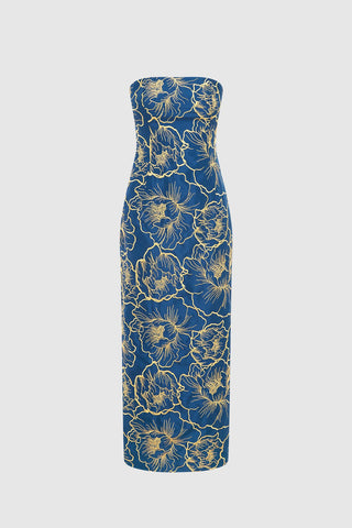 Leo Lin Rayna Bustier Maxi Dress - Marine Blue